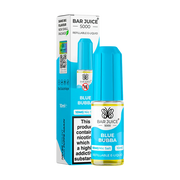 A product image featuring a box and a bottle of Bar Juice 5000 e-liquid, with the specific flavor 'Blue Bubba' highlighted on the bottle. The box displays nicotine strength and flavor information.